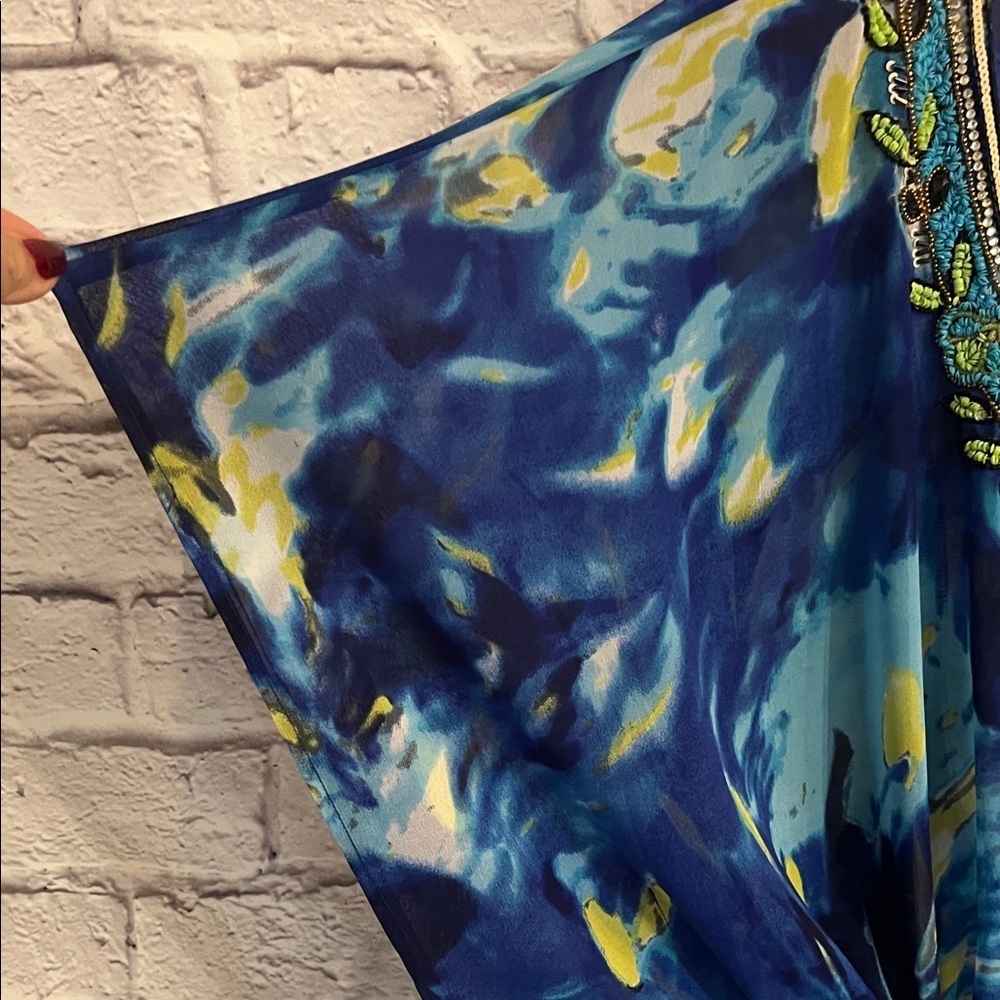 LUCKY & COCO NWT Kaftan Womens 3X Blue Water Embellished
Gemstone Beach Wear - Picture 7 of 15